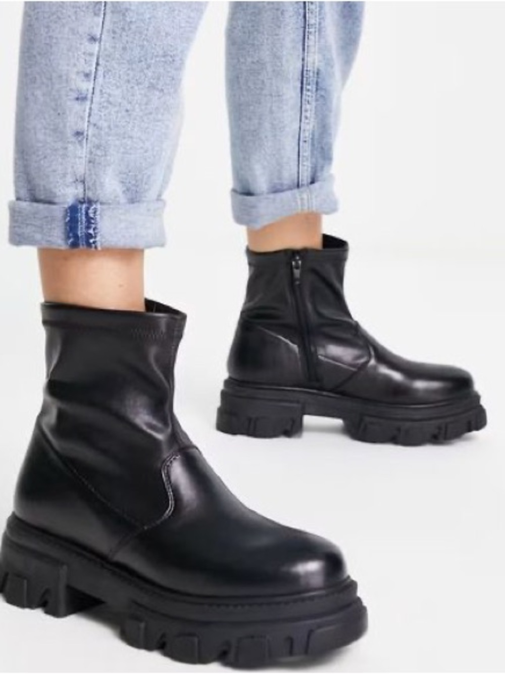 Simply Be ~ Black Chunky Platform ~ Ankle Boots